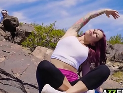 Tattooed Milf Monique Alexander yoga outdoor fuck